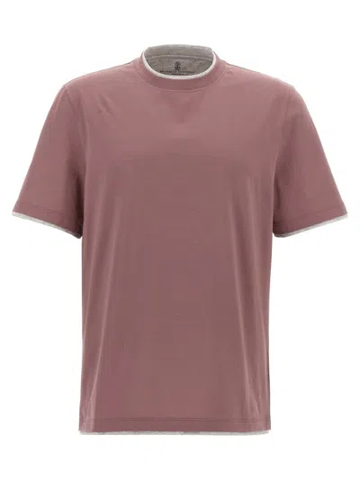 Shop Brunello Cucinelli Double Hem T-shirt In Pink