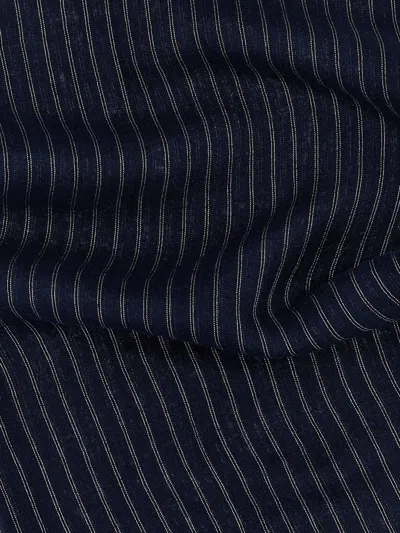 Shop Brunello Cucinelli Lurex Stripes Scarf In Blue