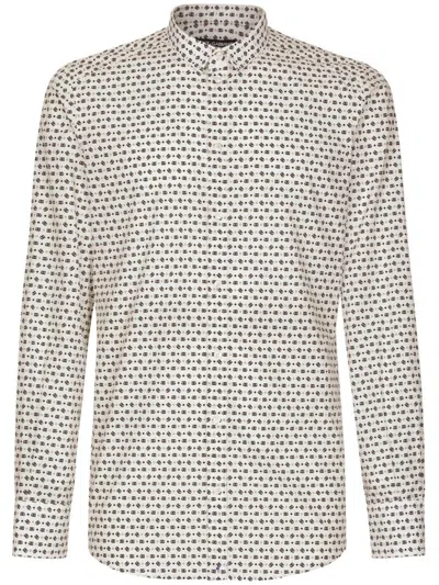 Shop Dolce & Gabbana Long Sleeve Shirt With Dg Print In Cotton In White