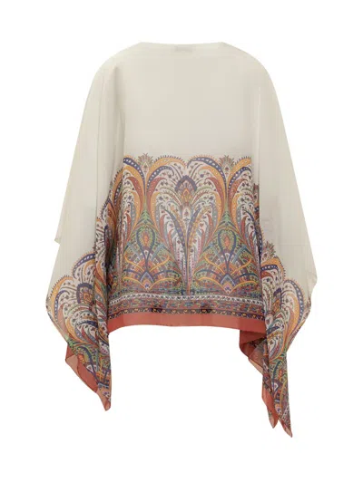 Shop Etro Top With Print In Beige