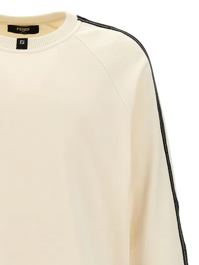Shop Fendi Mesh Insert Sweatshirt In White/black