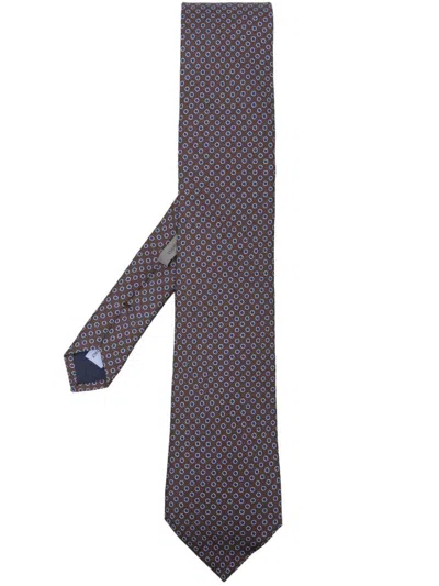 Shop Corneliani Silk Tie With Polka Dot Pattern In Brown