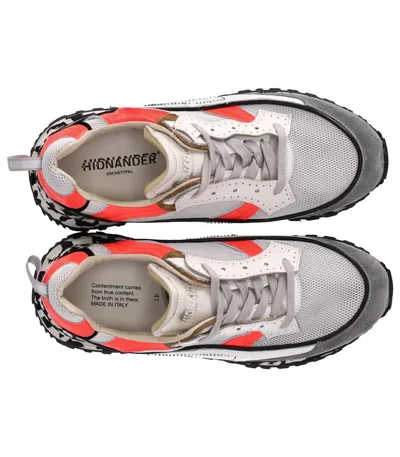 Shop Hidn-ander Threedome.zero White Red Sneaker In Grey