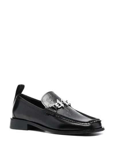 Shop Karl Lagerfeld Leather Loafers With Logo Plaque In Black