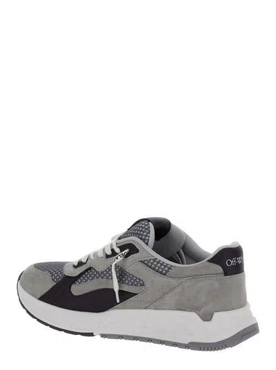 Shop Off-white White And Grey Low Top Sneakers With Logo Detail In Techno Fabric Man