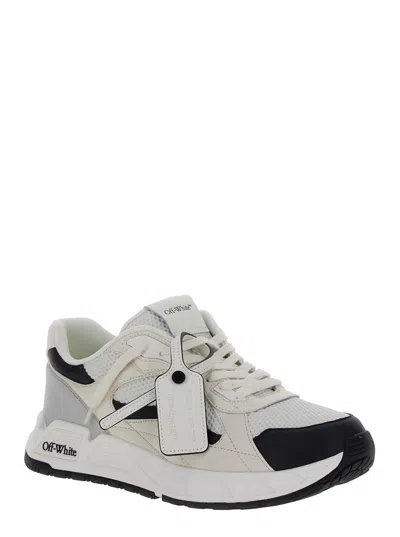 Shop Off-white White And Black Low Top Sneakers With Logo Detail In Techno Fabric Man In White/black