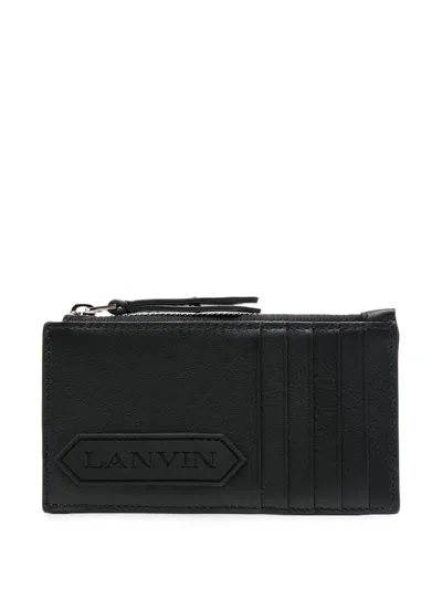 Shop Lanvin Zipped Card Holder With  Label Accessories In 10 Black