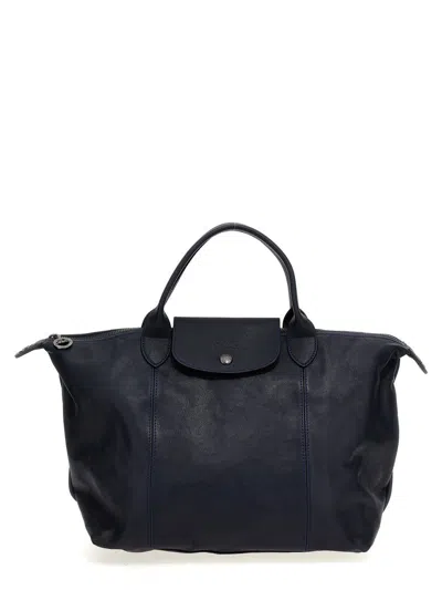 Shop Longchamp 'le Pliage Cuir' Handbag In Blue