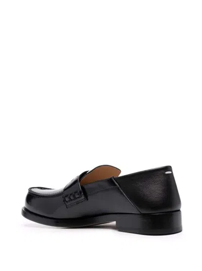 Shop Maison Margiela Woman's Black Glossy Leather Loafers