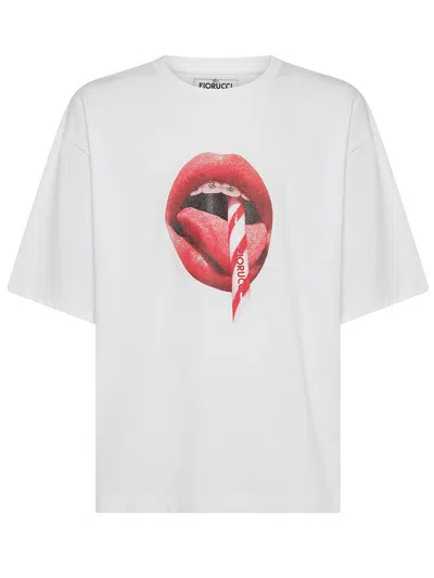 Shop Fiorucci Cotton T-shirt With Mouth Print In White
