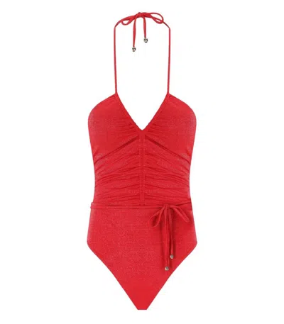 Shop Max Mara Beachwear Cassandra Coral Swimsuit In Red