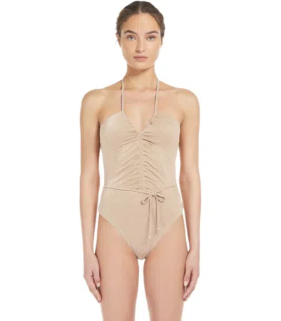Shop Max Mara Beachwear Cassandra Platin Swimsuit In Platinum