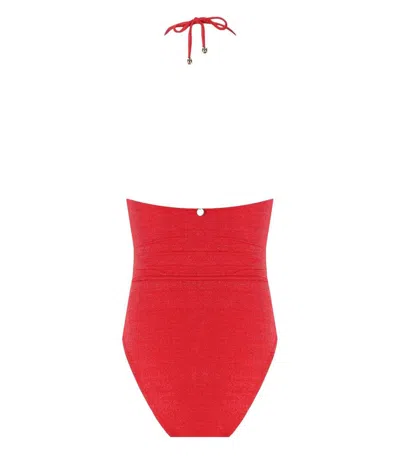 Shop Max Mara Beachwear Cassandra Coral Swimsuit In Red