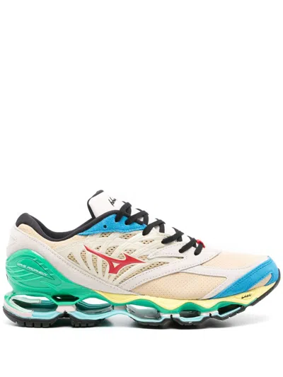 Shop Mizuno 1906 Shoe Wave Prophecy Ls Shoes In Mojave Desert/hrisk Red/diva Blue