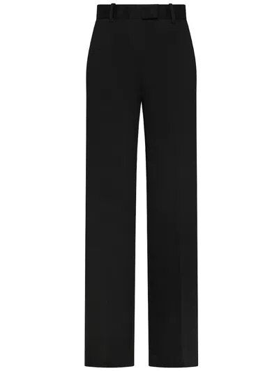 Shop Circolo 1901 Wide-leg Stretch Cotton Trousers In Black