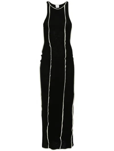 Shop Nanushka Wanda Long Dress With Visible Stitching In Black