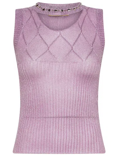 Shop Cormio Semi-transparent Lurex Jin Top In Pink