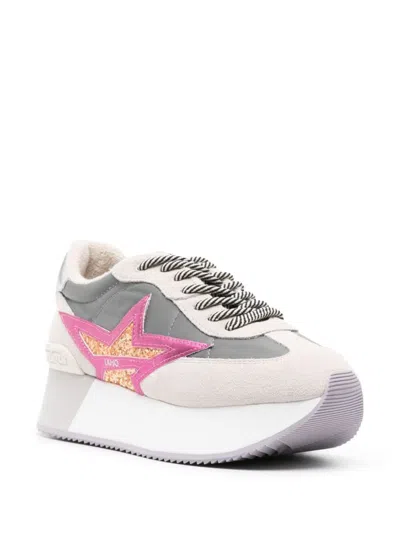 Shop Liu •jo Liu Jo Low-top Flash Dreamy Sneakers With Glitter And Suede Panels In Multicolour