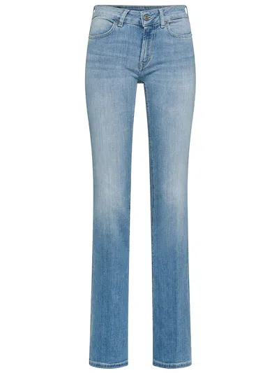 Shop Dondup Lola Skinny Bootcut Cotton Blend Jeans In Blue