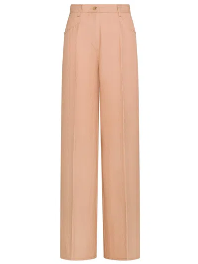 Shop Forte Forte Forte_forte Five-pocket Trousers In Viscose And Cotton Twill In Beige