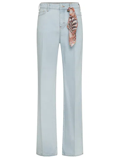 Shop Staff Zoe Cotton Jeans With Pressed Pleat And Scarf In Blue