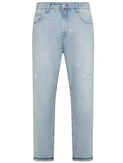 Shop Staff Devis Cotton Jeans With Cuff At The Bottom In Blue