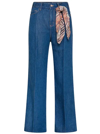 Shop Staff Zoe Wide-leg Lyocell Jeans With Scarf In Blue