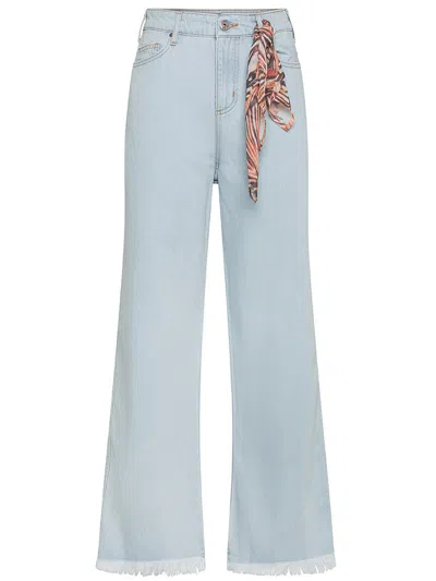 Shop Staff Zoe Cotton Jeans With Scarf And Frayed Hem In Blue