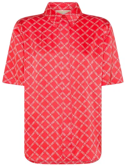 Shop Michael Kors Shirt With Chain Print And Logo In Red