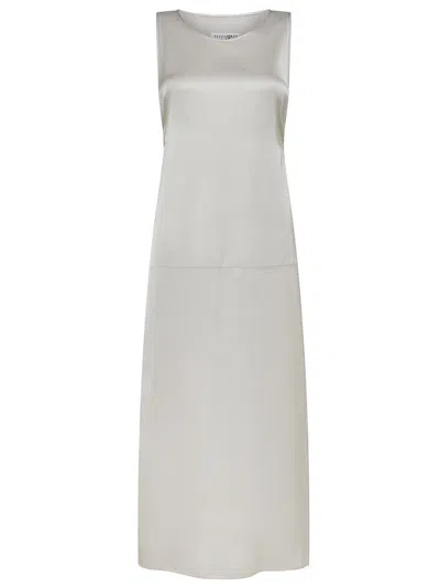 Shop Mm6 Maison Margiela Viscose Midi Dress With Side Slit In Grey