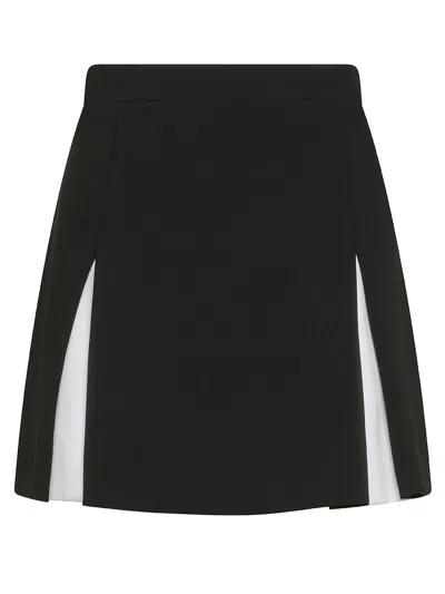 Shop Moschino Bicolor Pleated Mini Skirt In Black