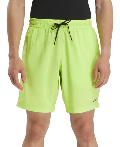 Shop Reebok Men's Regular-fit Moisture-wicking 9" Woven Drawstring Shorts In Laser Lime