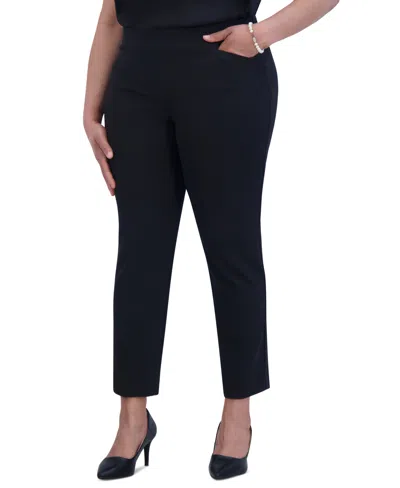 Shop Kasper Women's Pull-on Straight-leg Pants In Black