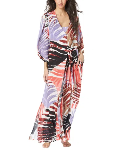 Shop Vince Camuto Women's Printed Button-front Cover-up Caftan In Multi
