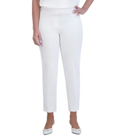 Shop Kasper Women's Pull-on Straight-leg Pants In White