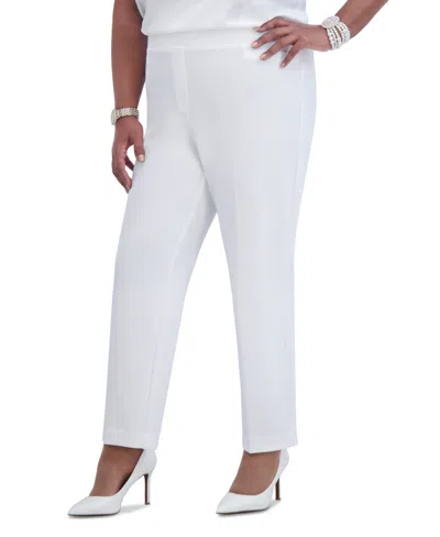 Shop Kasper Women's Pull-on Straight-leg Pants In White