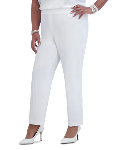 Kasper Plus Size Stretch-crepe Straight-fit Suit Pants In White