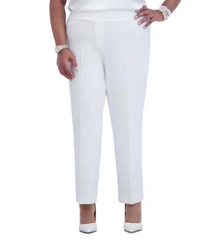 Kasper Plus Size Stretch-crepe Straight-fit Suit Pants In White