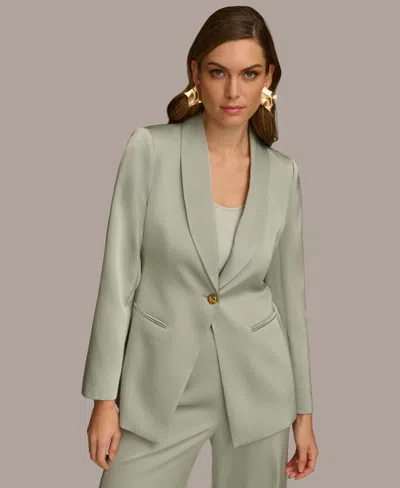 Shop Donna Karan Women's One-button Satin Jacket In Pale Jade