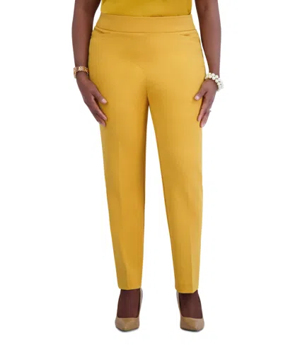 Shop Kasper Women's Pull-on Straight-leg Pants In Gold Signa
