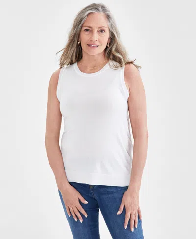 Shop Style & Co Women's Sleeveless Shell Sweater Top, Created For Macy's In Winter White