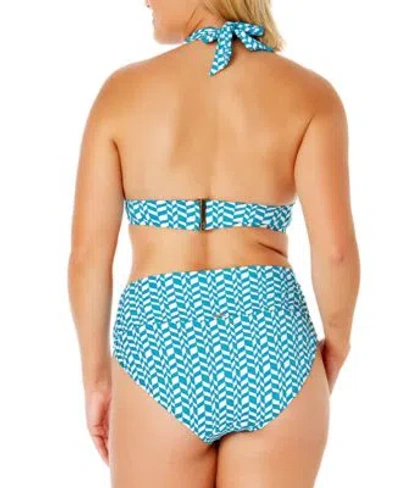 Shop Anne Cole Womens Marilyn Halter Bikini Top Soft Band Swim Bottoms In Blue White