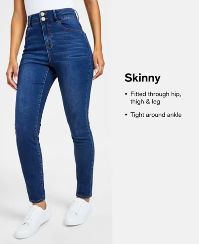 Shop Inc International Concepts Women's Curvy Mid Rise Skinny Jeans, Created For Macy's In Deep Black