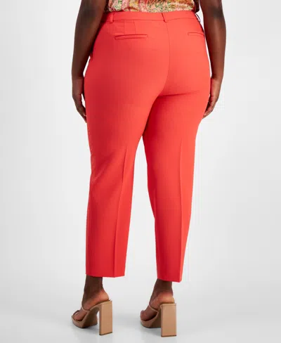 Tahari Asl Plus Size Classic Mid Rise Ankle Pants In Grenadine