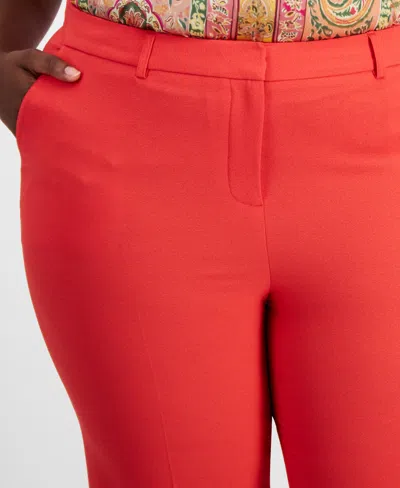 Tahari Asl Plus Size Classic Mid Rise Ankle Pants In Grenadine