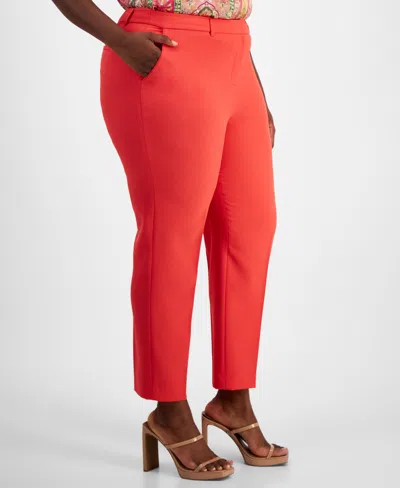 Tahari Asl Plus Size Classic Mid Rise Ankle Pants In Grenadine
