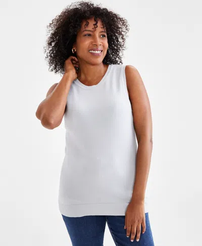 Shop Style & Co Women's Sleeveless Shell Sweater Top, Created For Macy's In Silver Heather