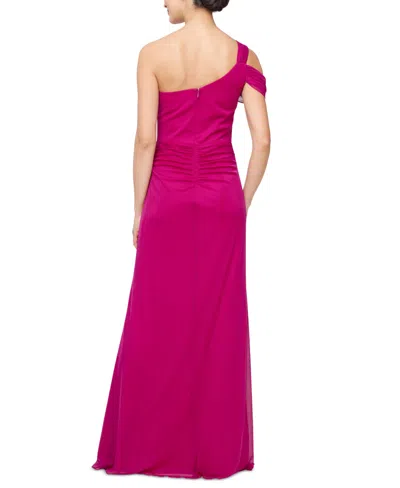 Shop Alex Evenings Women's Ruched One-shoulder Gown In Magenta