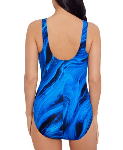 Shop Swim Solutions Women's High-neck One-piece Swimsuit In Blue