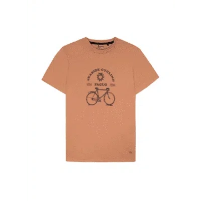 Shop Faguo Arcy Cotton T-shirt 'seaside Cycling' In Orange From